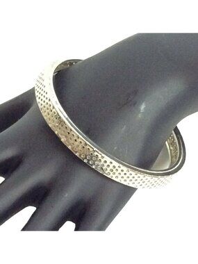 Vintage Silverplate Mesh Textured Bangle Bracelet Shiny Minimalist Jewelry